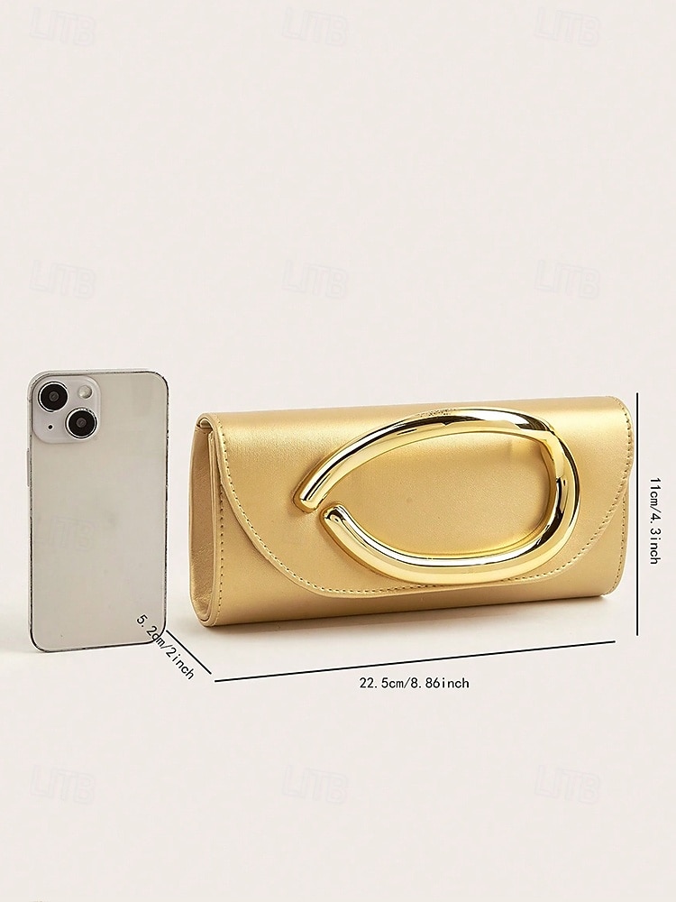 Women's Metallic Evening Clutch Bag with Gold Handle, Elegant Faux Leather Shoulder Purse, Multi-Color Options for Wedding, Cocktail Party and Formal Events 2026 - $19.99 –P8
