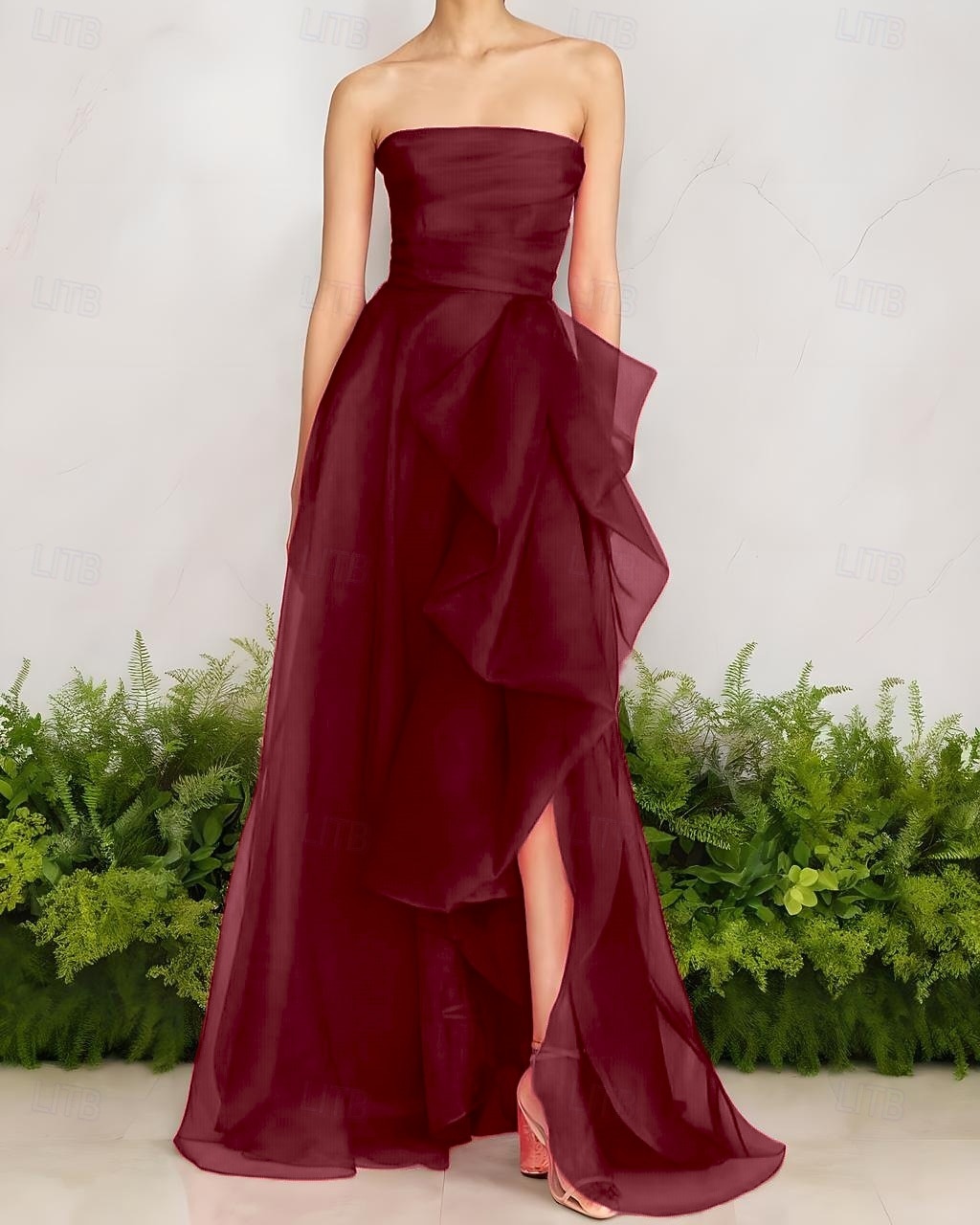 Rochie de Seară A-Line Stil Celebritate Rochie Elegantă Invitată de Nuntă Lungime Pe Jos Fără Mâneci Un Umăr Organza cu Fustițe Răsucite Fanta 2025 - $139.99 –P4