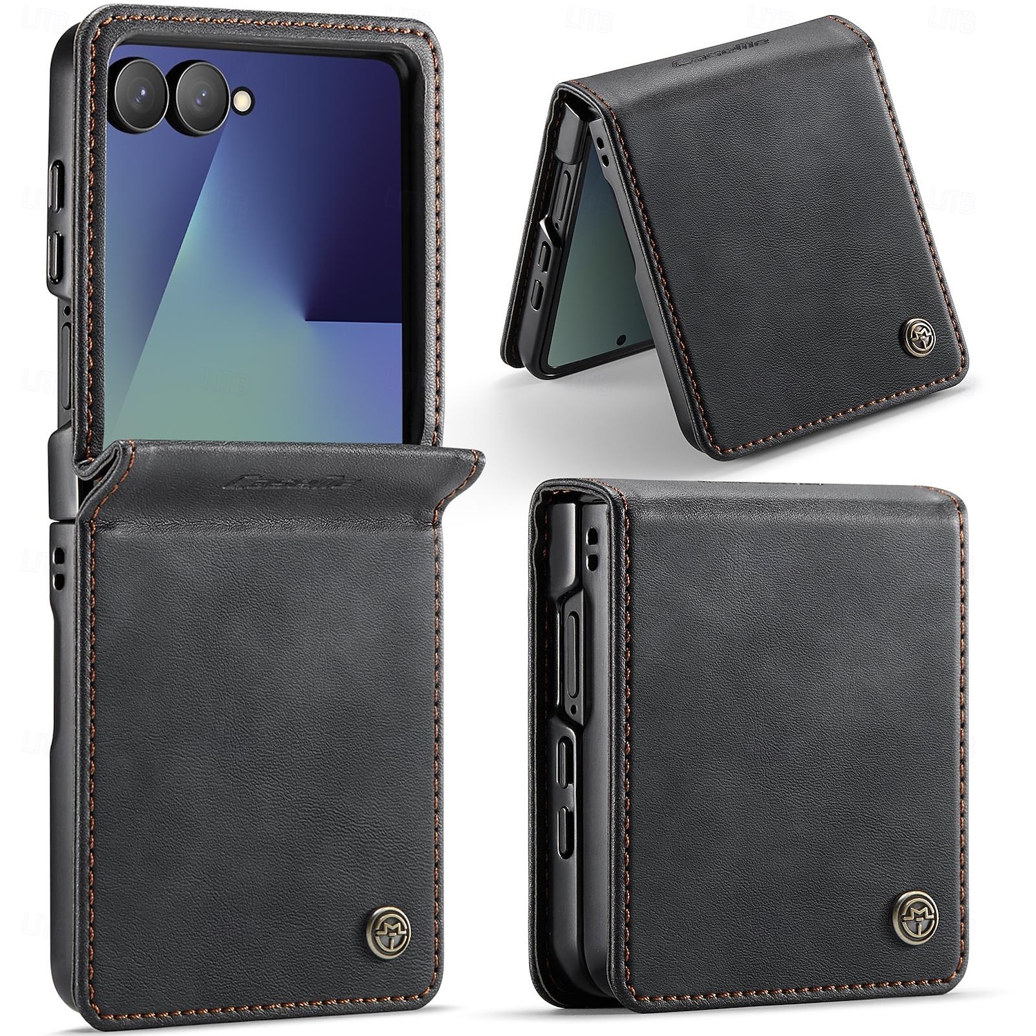 Handy Hülle Handyhüllen Für Samsung Galaxy Z Flip 7 Magnetische Adsorption Brieftaschenhülle Magnetisch Vollschutz Ständer TPU PU-Leder 2026 - $15.99 –P1