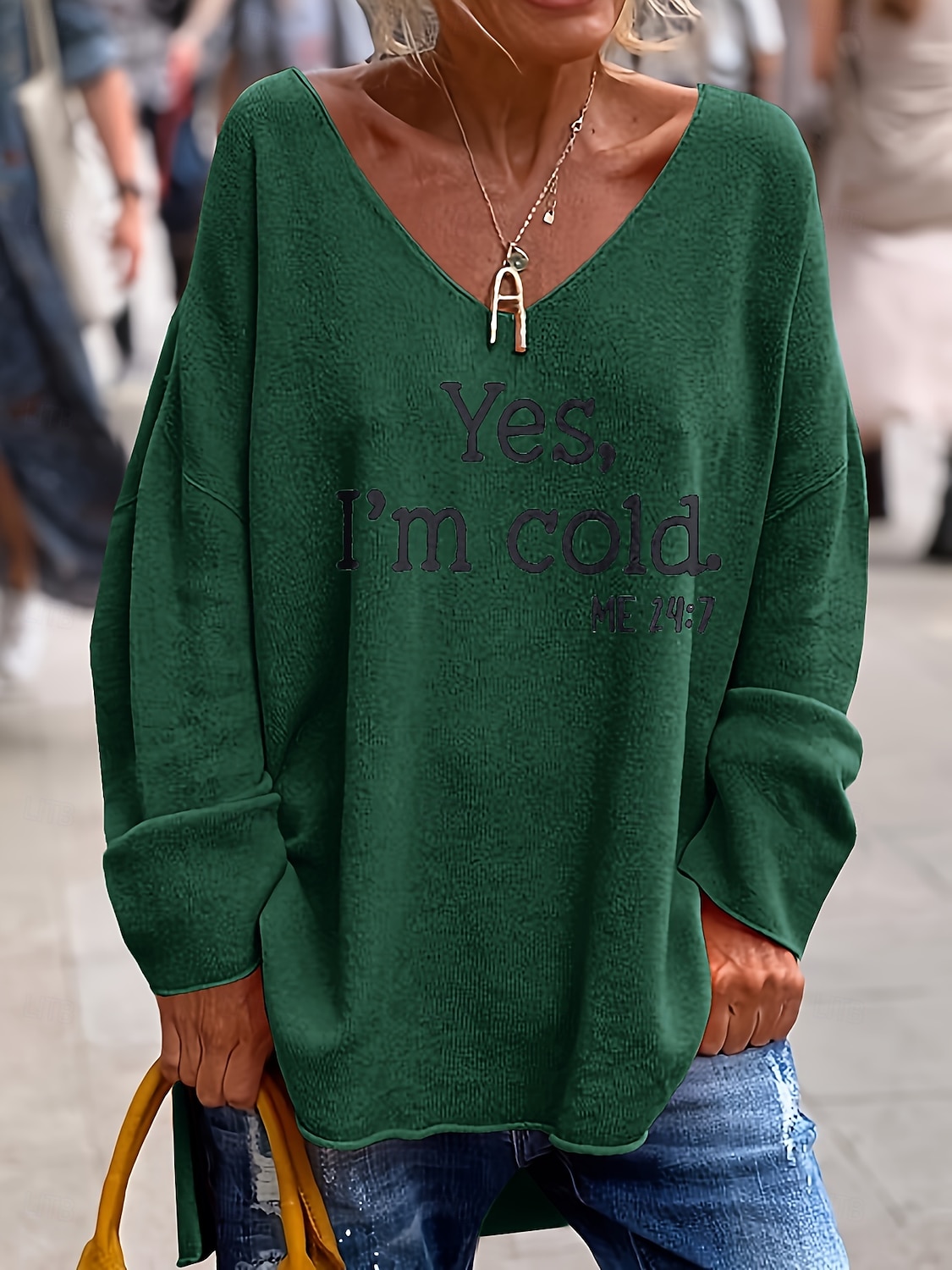 Per donna Maglietta Stampato Grafico Lettera Elegante Vintage Moda Manica Lunga Scollo a V Top Regolari Quotidiano Weekend Rosa Arancione Verde Grigio Primavera Autunno del 2026 a $32.99 –P2