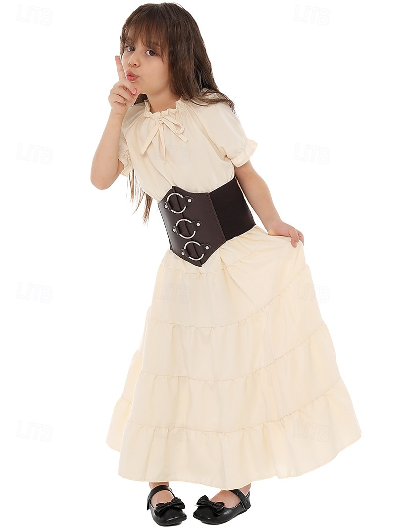 Retro Vintage Mittelalterlich Renaissance Taillengürtel Tunikakleid Pirat Wikinger Kostüm Mädchen Vikinger Seeräuber Halloween Karneval Leistung Party LARP Kinder Kleid Gürtel 2026 - $38.99 –P3