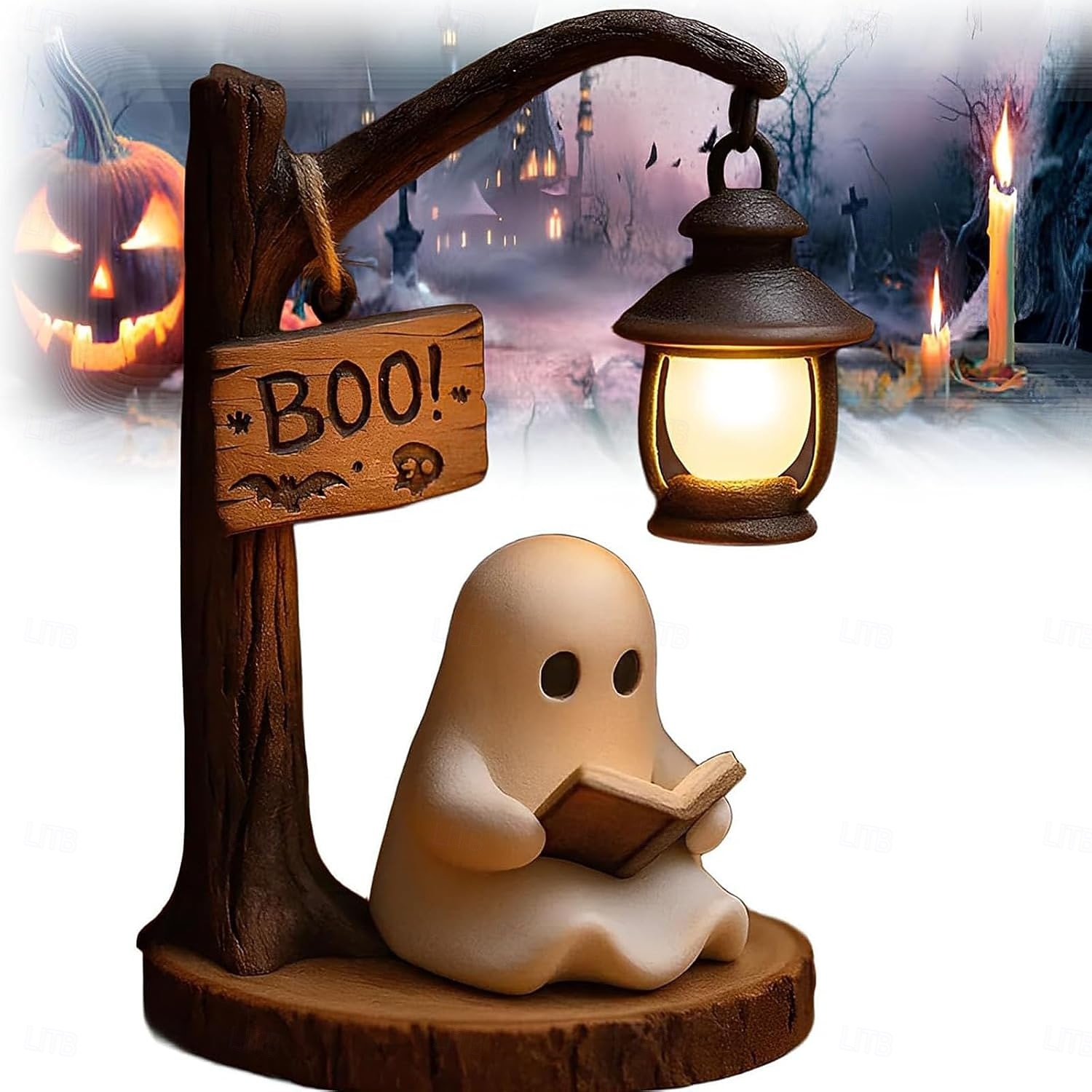 Simpatica lanterna da lettura a forma di fantasma - lampada da lettura a forma di fantasma di Halloween in resina 3D con luce calda a LED, lampada da lettura a forma di fantasma, lampada decorativa da del 2025 a $19.99 –P1