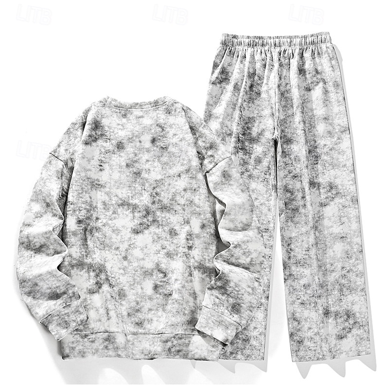 Herren Sweatshirt Trainingsanzug Outfit-Set Rundhalsausschnitt Outdoor Täglich Sport Kordelzug Tasche Druck Schwarz Weiß Rosa Polyester Sportkleidung Mode Streetwear Frühling 2025 - €59.58 –P2
