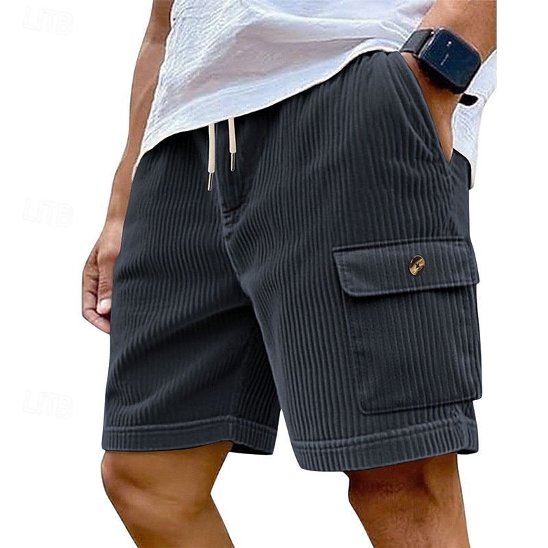 Men's Shorts Summer Shorts Casual Shorts Corduroy Shorts Drawstring Pocket Elastic Waist Plain Comfort Breathable Short Outdoor Vacation Sport Casual Navy Blue 2026 - $21.99 –P11