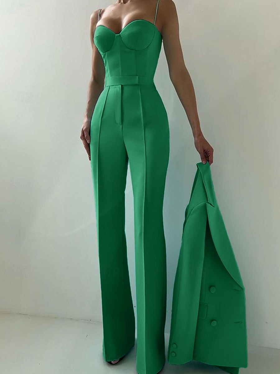 Damen 3-teilige Anzüge Formell Hochzeitsgast Formeller Abend Elegant Minimalistisch Langarm Knöchellänge Peak Revers Doppelreihig 2026 - $164.99 –P10