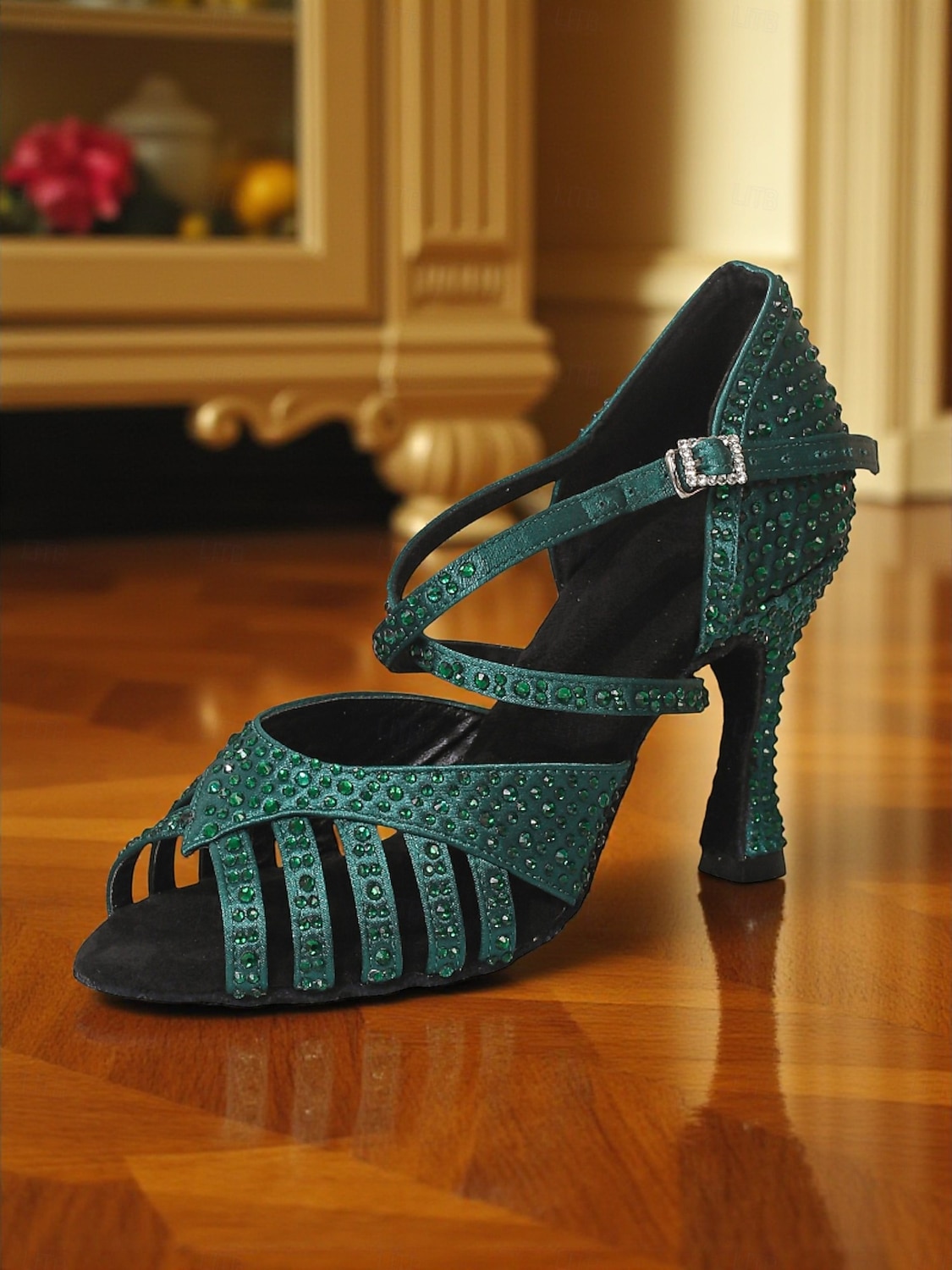 Groene danshakken met strass-bandjes voor dames - glinsterende sandalen in Gatsby-stijl voor balzalen en feestjes 2026 - $69.99 –P4