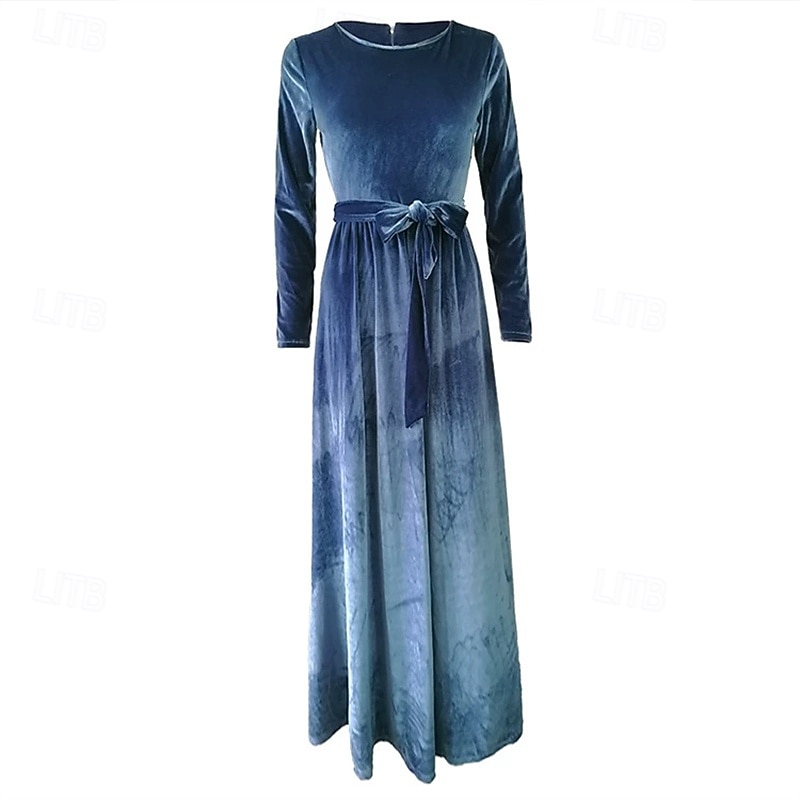 Damen Midikleid Samtkleid Cocktailkleid Elegant Mode Modern Outdoor Party Party-Abendmode Normale Passform Einfach Langarm Rundhalsausschnitt Blau Frühling Winter Herbst 2025 - $31.99 –P3
