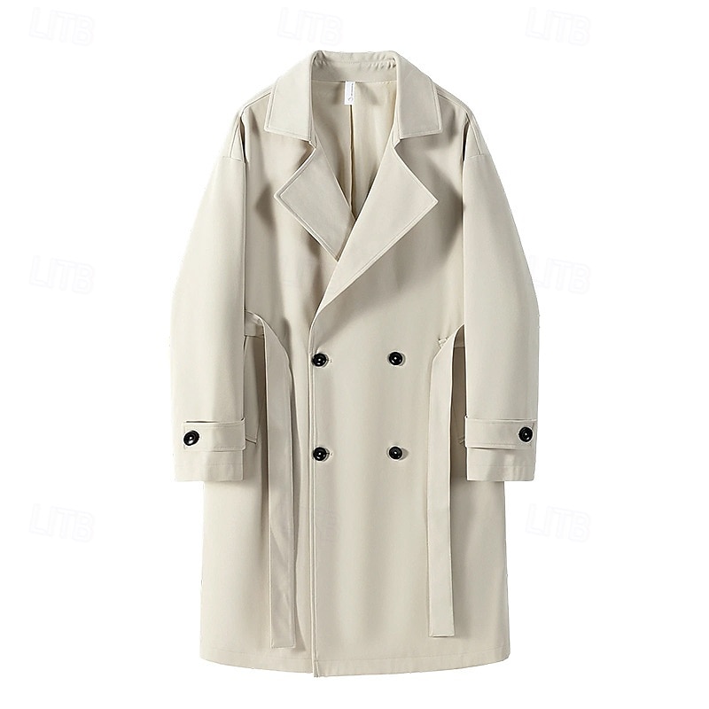 Per uomo Cappotto Trench Trench lungo Vacanza Quotidiano Primavera Autunno Poliestere Antivento Capispalla Abbigliamento Moda Classico Semplice Tasca Bavero Doppiopetto del 2026 a $68.99 –P4