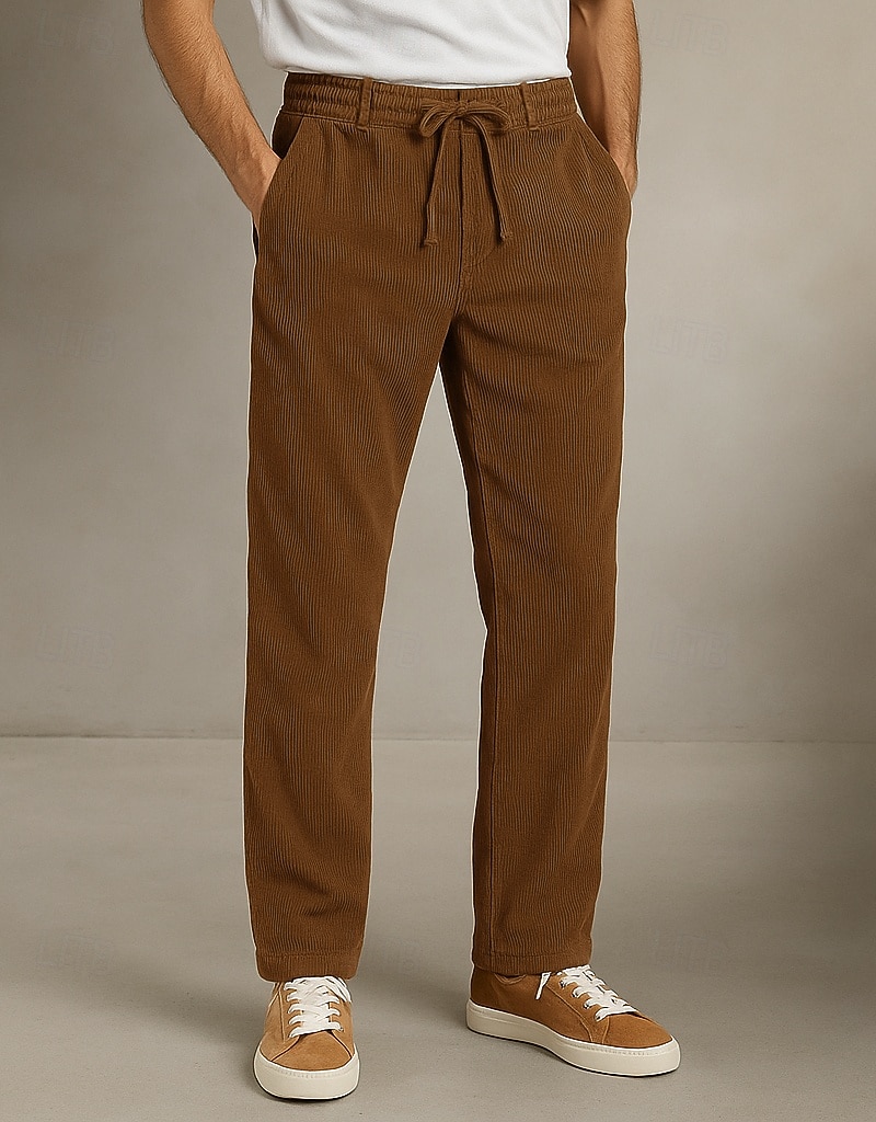Per uomo Pantaloni in velluto a coste Pantaloni Pantaloni Eleganti Pantaloni Larghi Coulisse Tasca Frontale Semplice Comodità Lunghezza intera All'aperto Casa Feste Vacanza Moda Nero Blu marino del 2025 a $23.99 –P1
