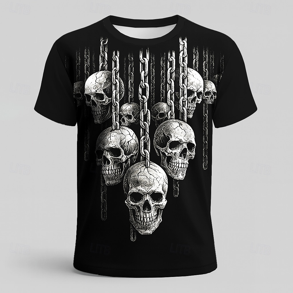 Halloween Pánské Lebky 3D tisk 3D Tričko Krátký rukáv tričko 3D tisk Tričkový Košile Přehnaný Designové Horor Párty ulice Dovolená Černá Bílá Léto Jaro Celý rok Oblečení S M L XL XXL XXXL 2025 - $20.99 –P2