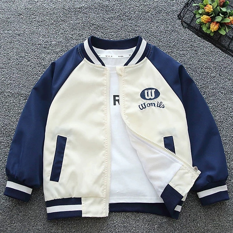 Barn Unisex Baseballjackor Ytterkläder Färgblock Långärmad Dragkedja Ficka Lättvikt Komfort Mjukt Täcka Utomhus Mode Dagligen Blå Grön Vår Höst 4 år + 2025 - $20.99 –P5