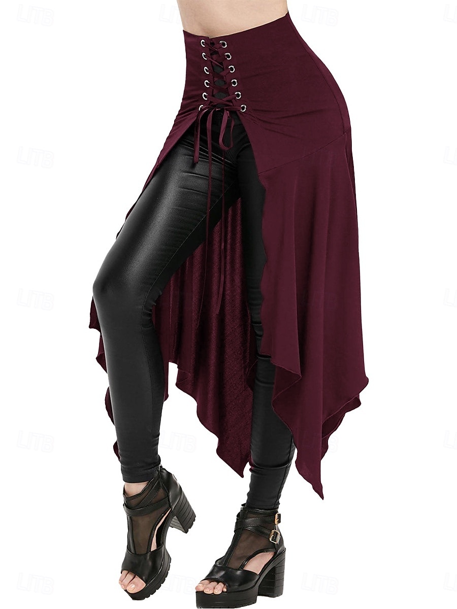 Per donna Vintage Principessa Casual Maxi Vita Alta Gonne Semplice Tasca Orlo asimmetrico Inelastico Quotidiano Feste Blu Vinaccia Nero Verde Primavera del 2026 a $21.99 –P3
