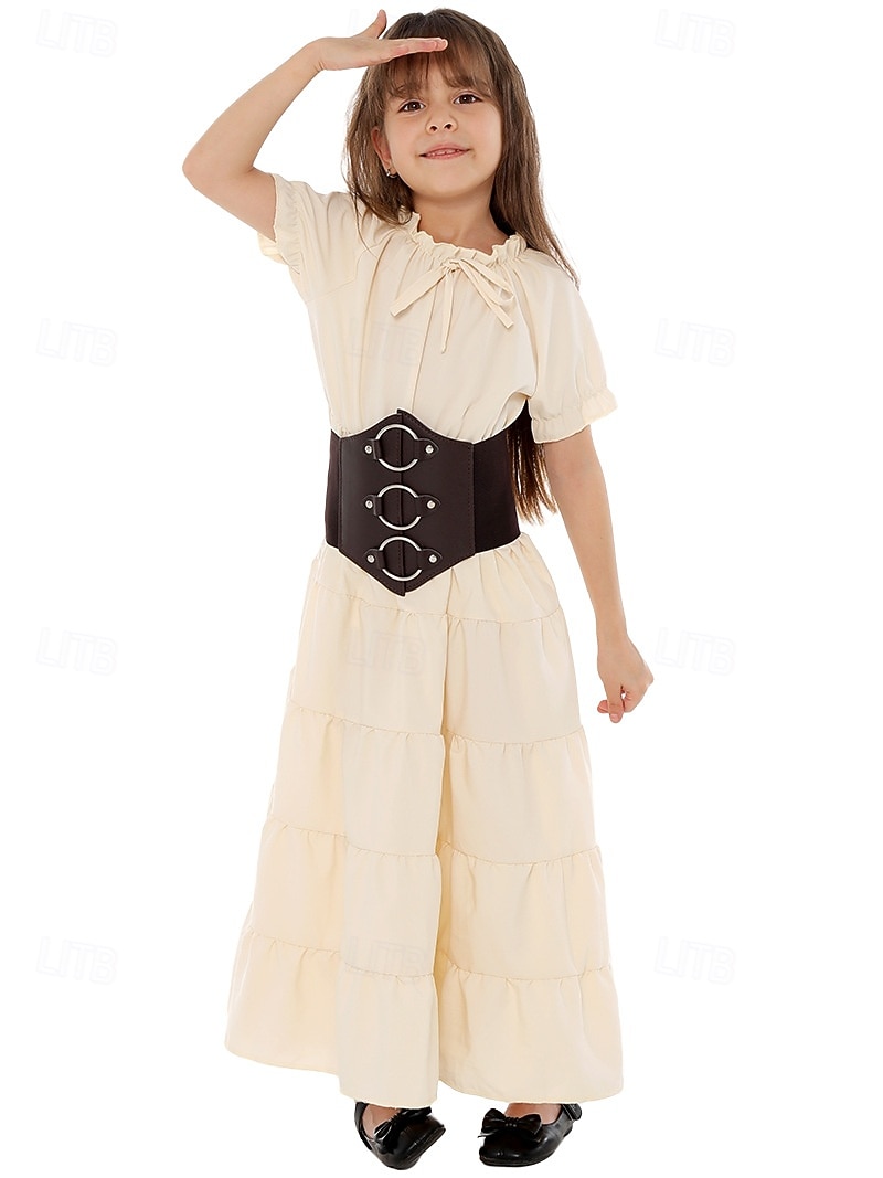 Retro Vintage Mittelalterlich Renaissance Taillengürtel Tunikakleid Pirat Wikinger Kostüm Mädchen Vikinger Seeräuber Halloween Karneval Leistung Party LARP Kinder Kleid Gürtel 2026 - $38.99 –P5