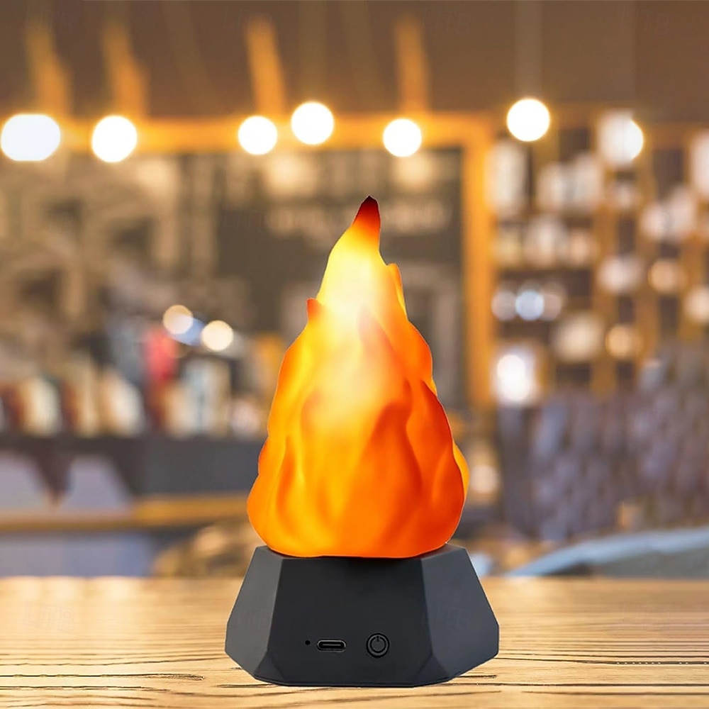 Lámpara de fuego artificial, recargable por USB, velas sin llama con llama parpadeante, luz LED de 3 modos para acampar al aire libre, vacaciones, Halloween, Navidad, Acción de Gracias, decoración de 2025 - $26.99 –P6