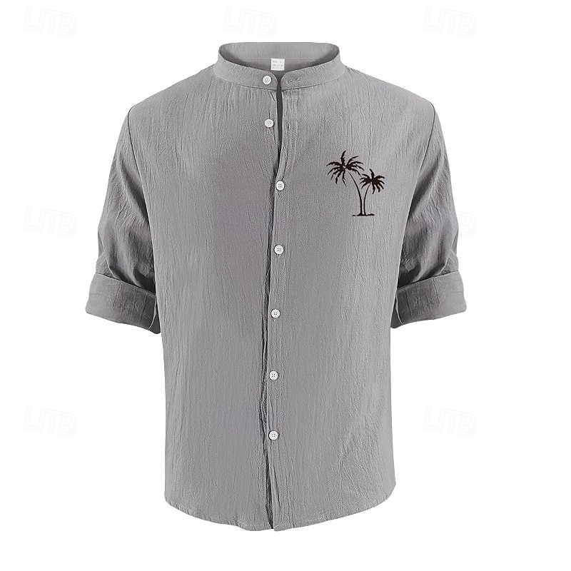 Miesten Paita Pellava paita Rento paita Button Up paita Puuvillainen paita Palmu Loma Havaijilainen Musta Valkoinen Khaki Harmaa Pitkähihainen Nauhakaulus Kevät Syksy Vaatetus Painettu 2025 - $25.99 –P18
