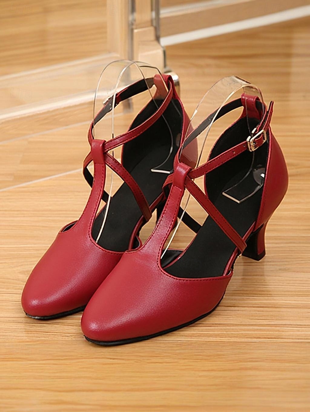 Women's Gold Latin Dance Shoes with Cross Strap and Mid Heel - Vintage Gatsby Party and Ballroom Performance Heels 2026 - $59.99 –P6