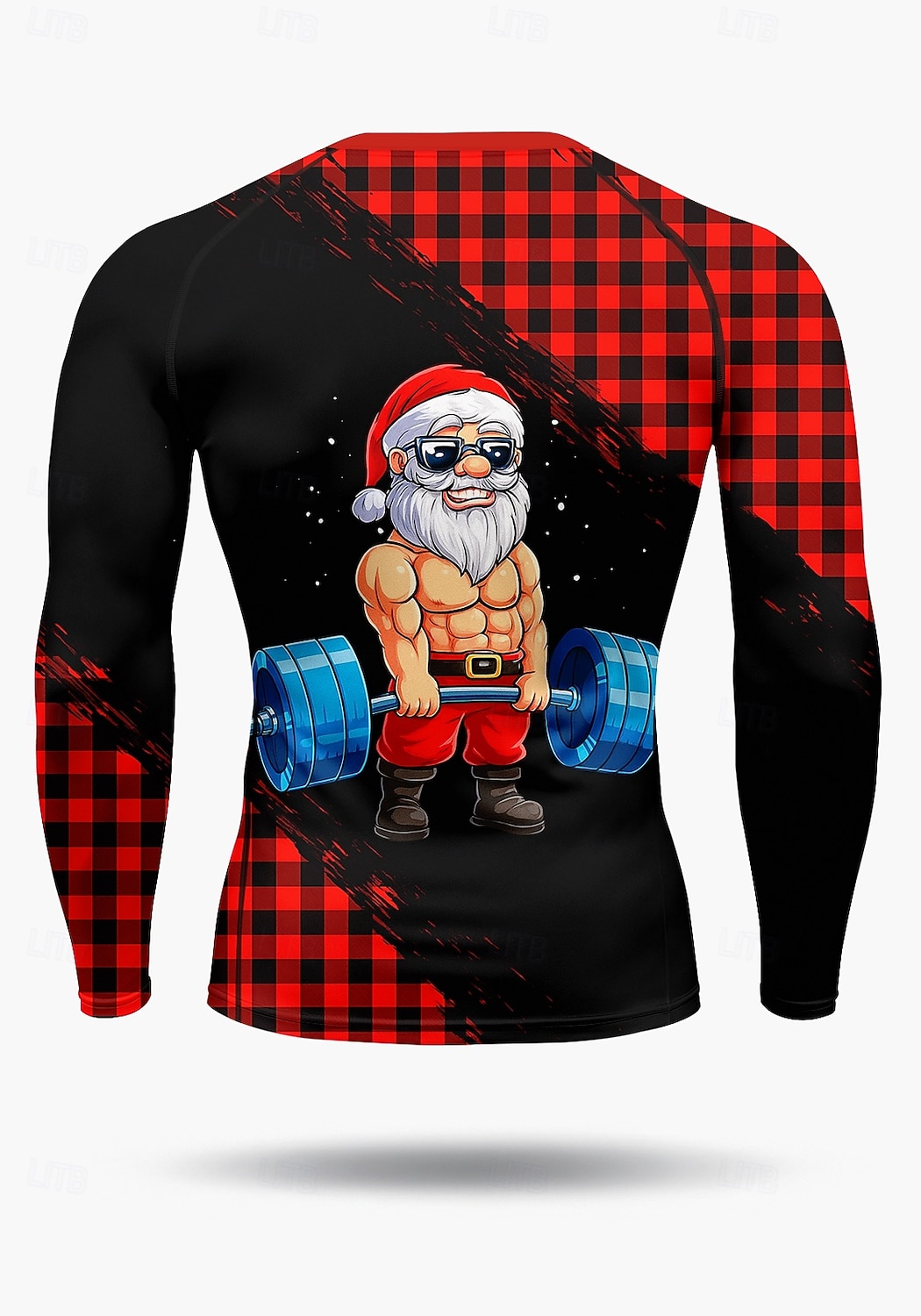 Christmas Men's Compression Shirt Running Shirt Long Sleeve Base Layer Plaid Checkered Quick Dry Compression Power Flex Moisture Wicking Gym Workout Active Training Exercise Sportswear Activewear 2025 - $22.99 –P2