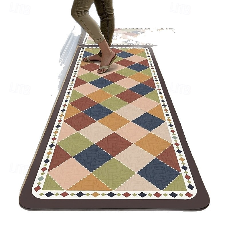 Kuchyňské běhouny, jednoduché moderní domácí kuchyňské rohožky, křemelina, savá, odolná proti olejům, rychleschnoucí, odolná proti skvrnám, snadná údržba, řezatelné, protiskluzové, koberce do vchodu, 2025 - $7.49 –P2