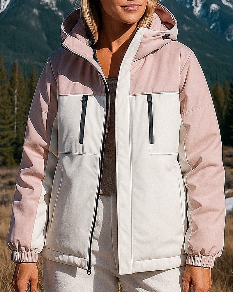 Damen Wanderjacke Daunenjacke Thermojacke Außen Thermik Warm Wanderoutfits Wanderbekleidung Winter Herbst Oberteil Angeln Camping / Wandern / Höhlenforschung Laufen Patchwork Schwarz Weiß Rosa 2026 - €58.99 –P2