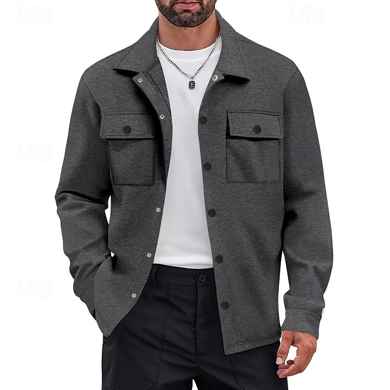 Per uomo Giacca Leggera Giacca Cargo Giacca Casual Vacanza Quotidiano Caldo Tasca Primavera Autunno Semplice Moda Classico Bavero Regolare Nero Rosso Cachi Grigio chiaro Grigio scuro Giacca del 2025 a $24.99 –P9