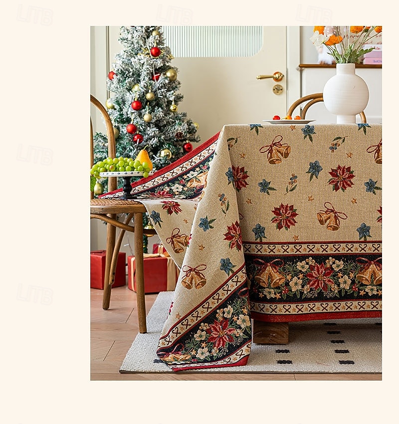 Nappe de Noël luxueuse élégant couvre-table rectangulaire rouge nappe pour table de thé de vacances linge de table décoratif de Noël de 2025 ? $12.99 –P4