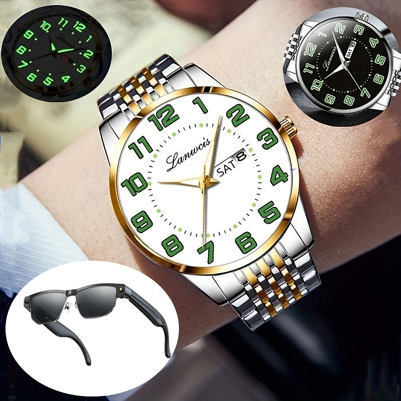 The New Stainless Steel Digital Large Dial Fashionable Men'S Business Watch With Ipx7 Water Resistance Luminous Calendar Day Display Casual Quartz Watch Simple And Versatile Men'S Sports Wristwatch 2026 - $19.99 –P9