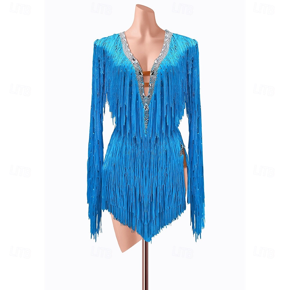 Rochie latină cu franjuri, pentru femei, cu imprimeu de spandex, pentru antrenament de performanță 2026 - $255.79 –P1