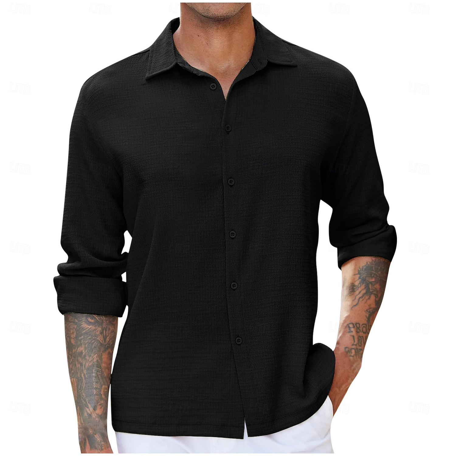 Bărbați Cămașă Cămașă casual Camașă cu nasturi Negru Roșu-aprins Bleumarin Albastru regal Trifoi Manșon Lung Simplu Rever Casual Zilnic Îmbrăcăminte Elegant Modă 2025 - $21.99 –P3