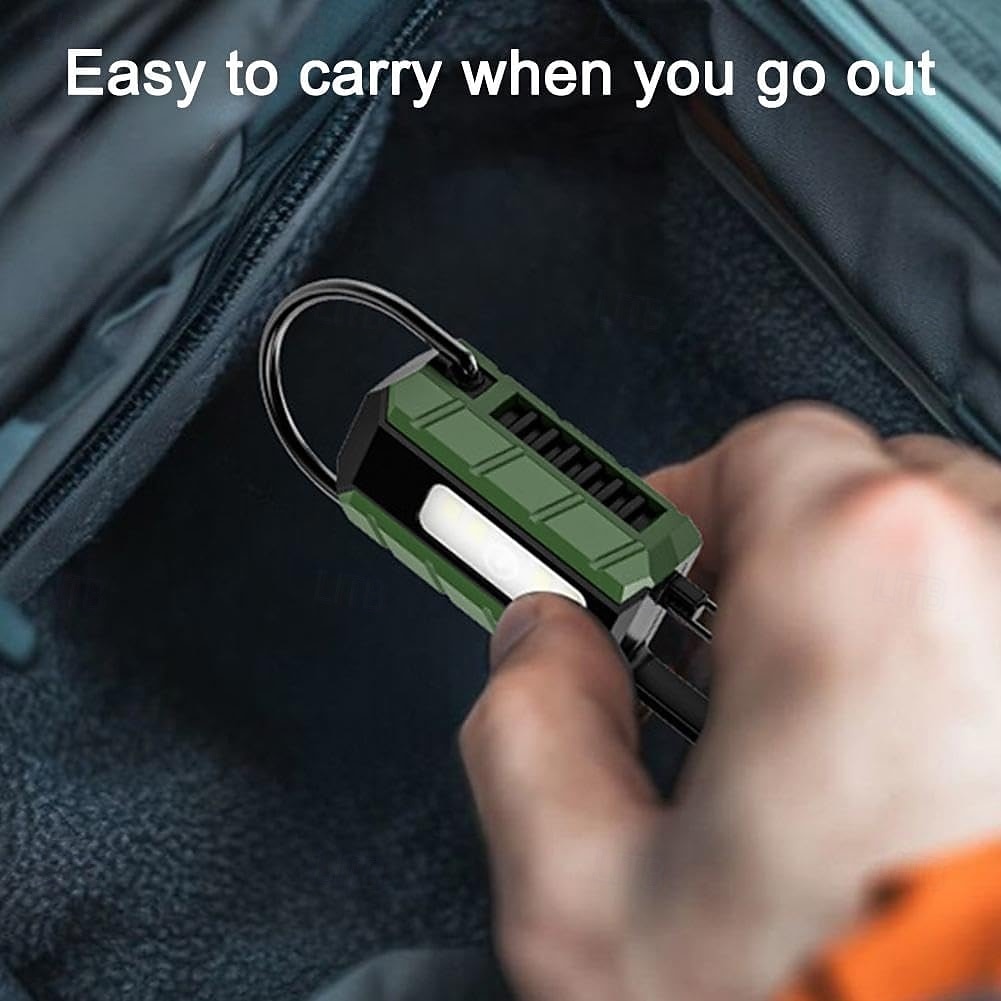 USB-C újratölthető kulcstartós zseblámpák, távolsági tompított fényszórós mini zseblámpák, cob kulcstartós munkalámpa 6 világítási móddal, könnyű, fényes mini kulcstartó lámpa sétáláshoz, kereséshez 2025 - $16.49 –P8