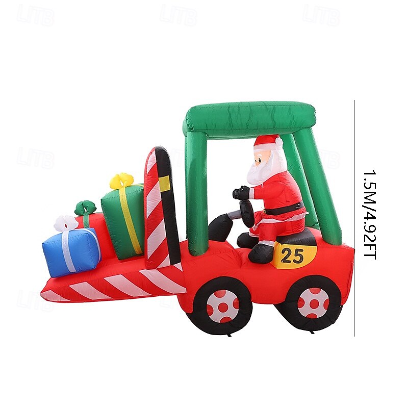 Babbo Natale guida un carrello elevatore con striscia luminosa a LED, modello gonfiabile impermeabile, festa in giardino al chiuso e all'aperto, decorazioni luminose per l'atmosfera festiva, spina del 2025 a $85.99 –P12