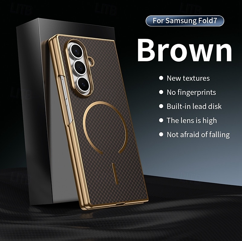 Phone Case For Samsung Galaxy Z Fold 7 Z Fold 6 Z Fold 5 Z Fold 4 Z Fold 3 Back Cover with Screen Protector Magnetic Support Wireless Charging Retro Plating PC PU Leather 2025 - $17.99 –P16