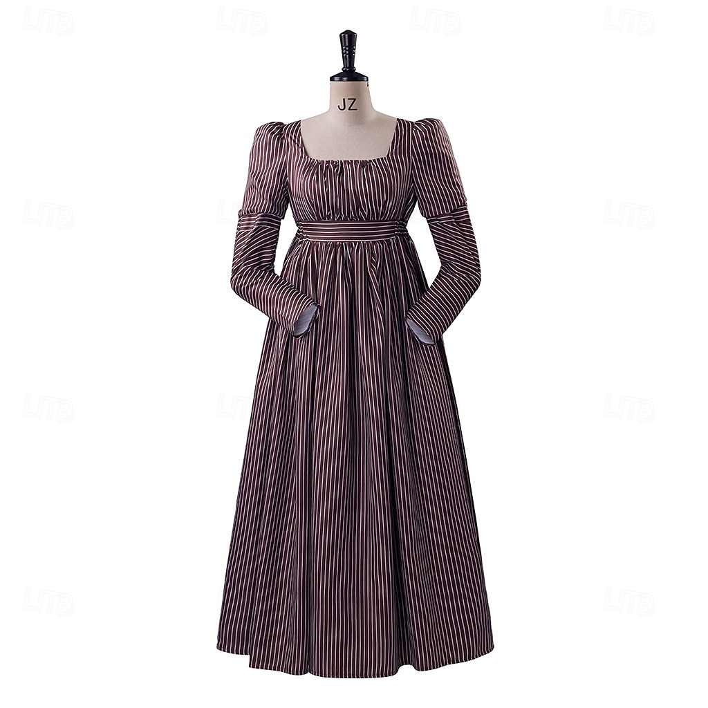 1791's Lady Regency Dress Jane Austen Vintage Dress High Waistline Tea Gown Retro Vintage Medieval Renaissance Women's Halloween Carnival Masquerade 2026 - $53.99 –P1