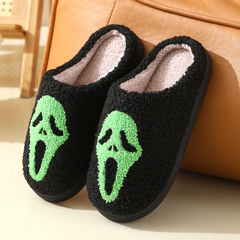 útulné podzimní halloweenské pantofle, roztomilé kreslené dýňové plyšové domácí boty, vtipné chlupaté domácí pantofle, teplé zimní domácí pantofle pro ženy a muže 2025 - $13.99 –P22