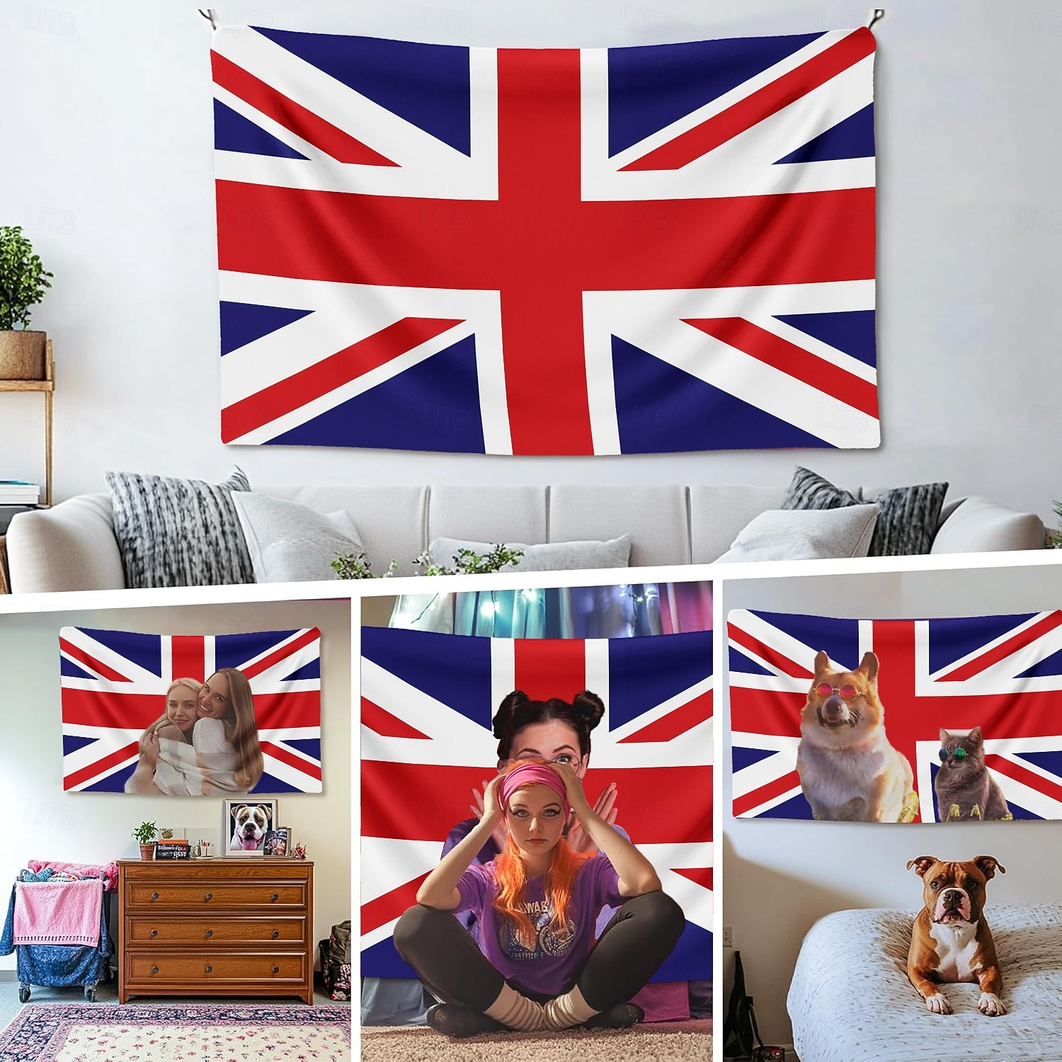Personoitu, räätälöity Union Jackin Ison-Britannian lippu -valokuvaseinävaate juliste, luo oma kuvasi kodin sisustukseen, asuntoloihin, makuuhuoneisiin, olohuoneisiin, klubeihin, baareihin, 2026 - $9.99 –P6