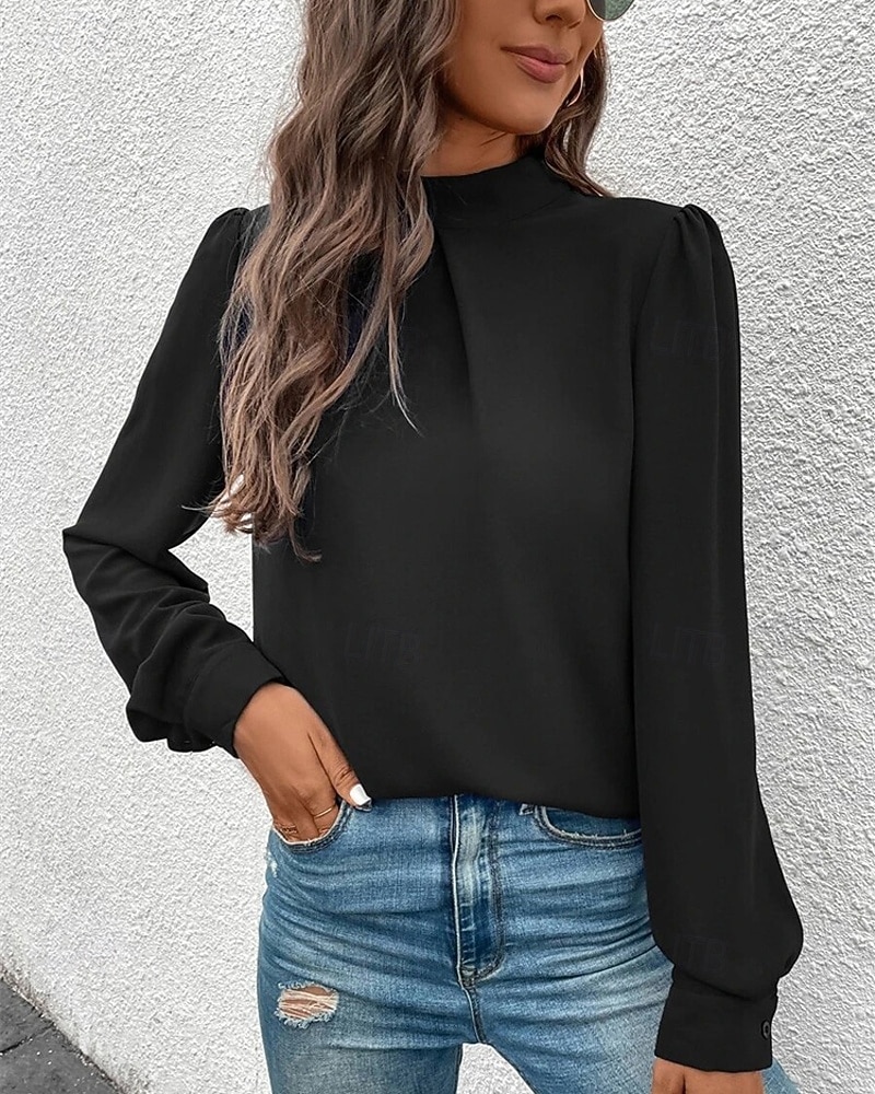 Γυναικεία Πουκάμισο Κομψή Φιλάρεσκος Σατέν Μπλούζα Συμπαγές Χρώμα Στυλάτο Καθημερινό Μακρυμάνικο Ζιβάγκο Κανονικά μπλουζάκια Καθημερινά Εξόδου Μαύρο Κίτρινο Πράσινο Ανοικτό Ρουμπίνι Βυσσινί 2026 - $27.99 –P15