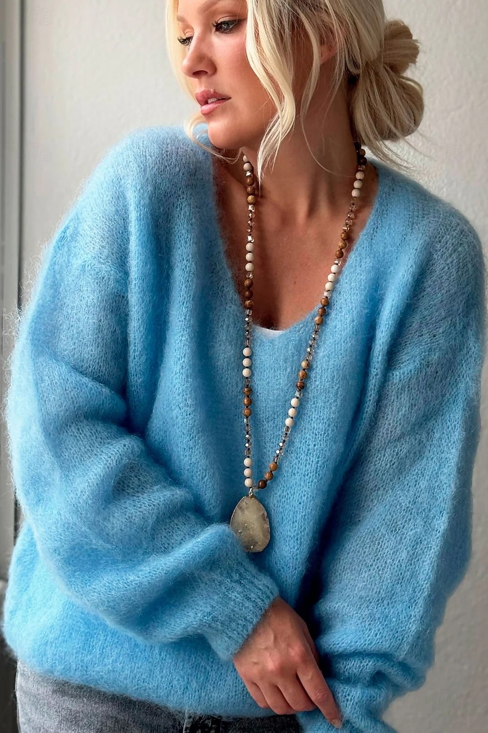 Női Pulóver Elegáns Divat Utcai sikk Tiszta szín V-alakú Kötött Hosszú ujj Normál felsők Kötött Szabadtéri Napi Hétvége Arcpír rózsaszín Medence Tavasz Ősz 2025 - $29.99 –P4