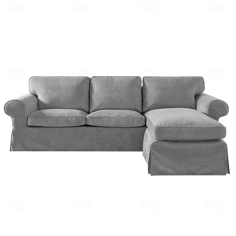 Divano a 3 posti Ektorp con fodera per chaise longue, fodera in velluto a coste trapuntato in tinta unita, resistente protezione antiscivolo per il soggiorno del 2025 a $348.39 –P6