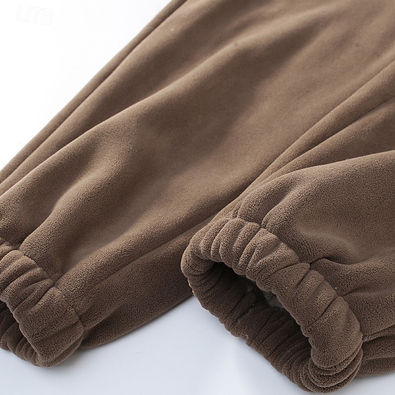 Herren Jogginghose Fleecehose Hose Winterhose Kordelzug Tasche Elastischer Bund Einfach Komfort Warm Sport im Freien Täglich Mode Lässig Schwarz Khaki Mikroelastisch 2026 - $28.99 –P8