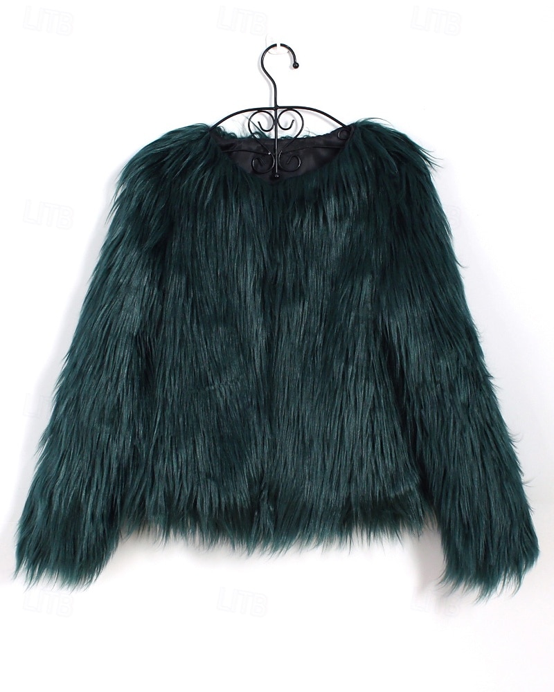 Damen Kunstpelzmantel Warm Bequem Pelze & Leder Mode Einfach Urlaub Straße Ausgehen Wochenende Regulär Rundhalsausschnitt Normale Passform Langarm Oberbekleidung Schwarz Weiß Rosa Herbst Winter 2025 - $39.99 –P20