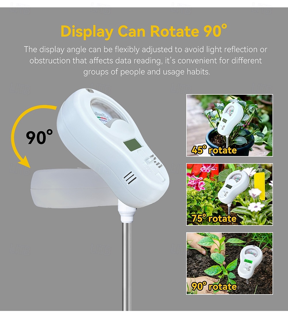 Digital Soil Tester - Multi-parameter Monitor Suitable For Ph/Conductivity/Temperature/Humidity/Illuminance Led Display Screen 2025 - $34.99 –P5