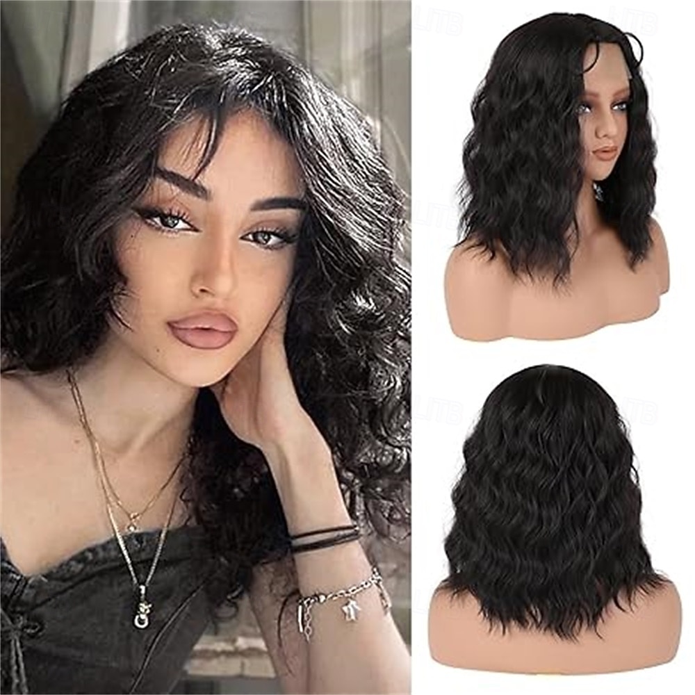 Peruci pentru femei, de culoare maro nuc ombre până la blond cenușiu, pentru păr, lungime medie, 40 cm, creț și ondulat, cu despărțire pe mijloc, perucă sintetică cu aspect natural, pentru 2025 - $22.99 –P6