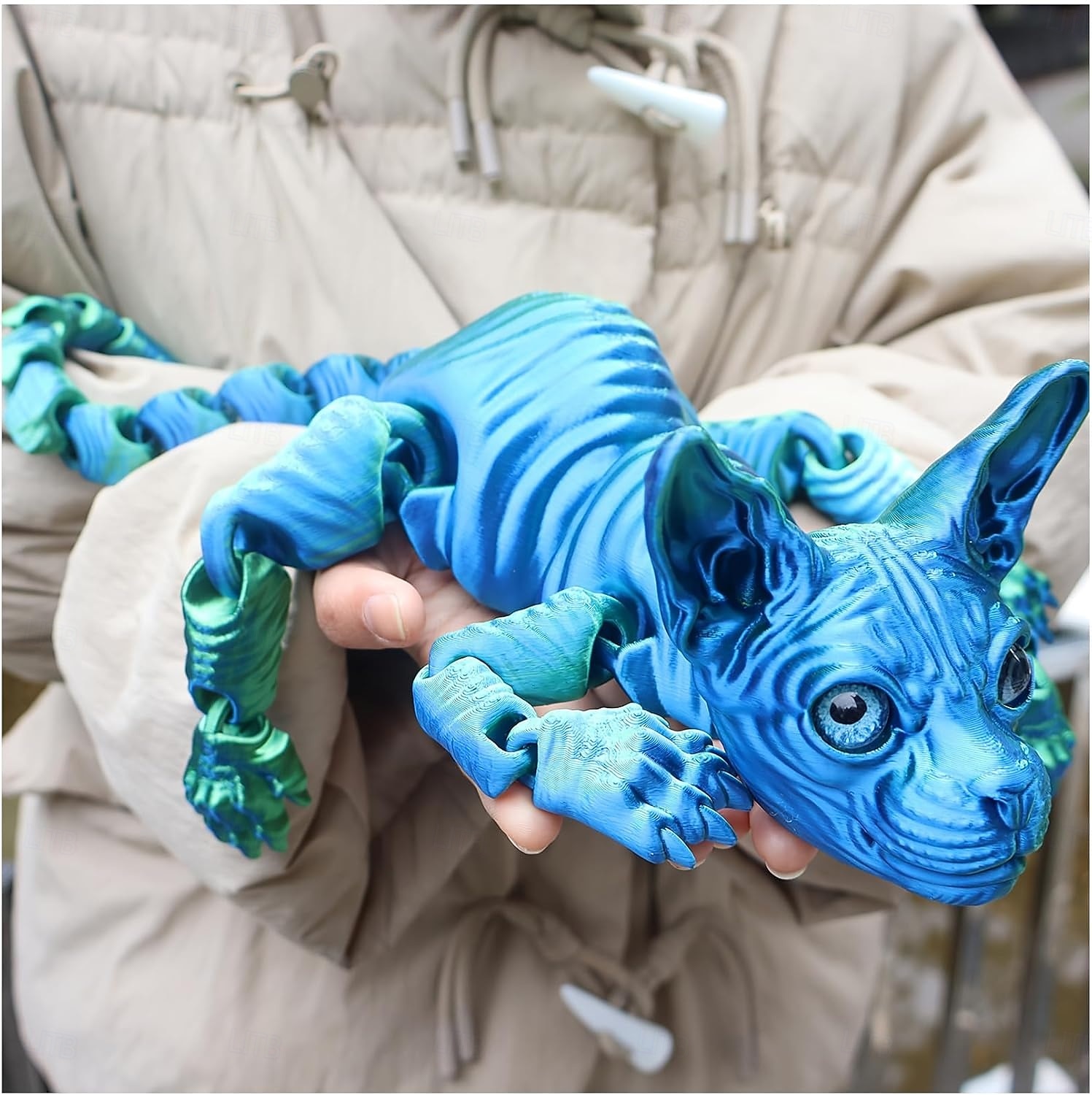 Decorazione realistica di un gatto snodato stampato in 3D, gatto sphynx stampato in 3D, animale antistress, scrivania, ufficio, arredamento per la casa, per amanti dei gatti e collezionisti. del 2026 a $19.99 –P10