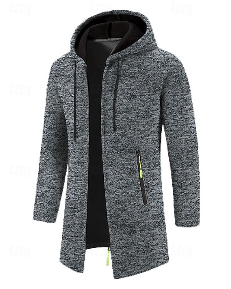 Férfi Felöltő Ballonkabát Hosszú Trench kabát Vakáció Napi Tavasz Tél Poliészter Szélbiztos Melegen tartani Felsőruházat Ruházat Divat Klasszikus Sima Zseb Kapucni Cipzár 2026 - $27.99 –P12