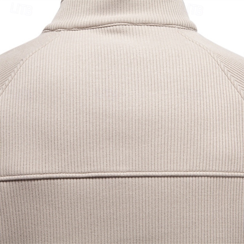 Hombre Sudadera Sudadera de polar Pull-over Sudadera con un cuarto de cremallera Punto acanalado Albaricoque Negro Verde Ejército Azul Marino Gris Claro Cuello Mao Plano Con Texturas Deporte Casual 2026 - $39.99 –P6