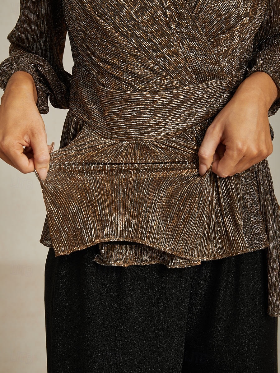 Per donna Top avvolgenti Camicetta trasparente Top Eleganti Elegante Festa Manica Lunga Manica a Lanterna Scollo a V Top Regolari Ospite di nozze Abbigliamento da sera Semi-Formale Pieghettato del 2025 a $81.99 –P3