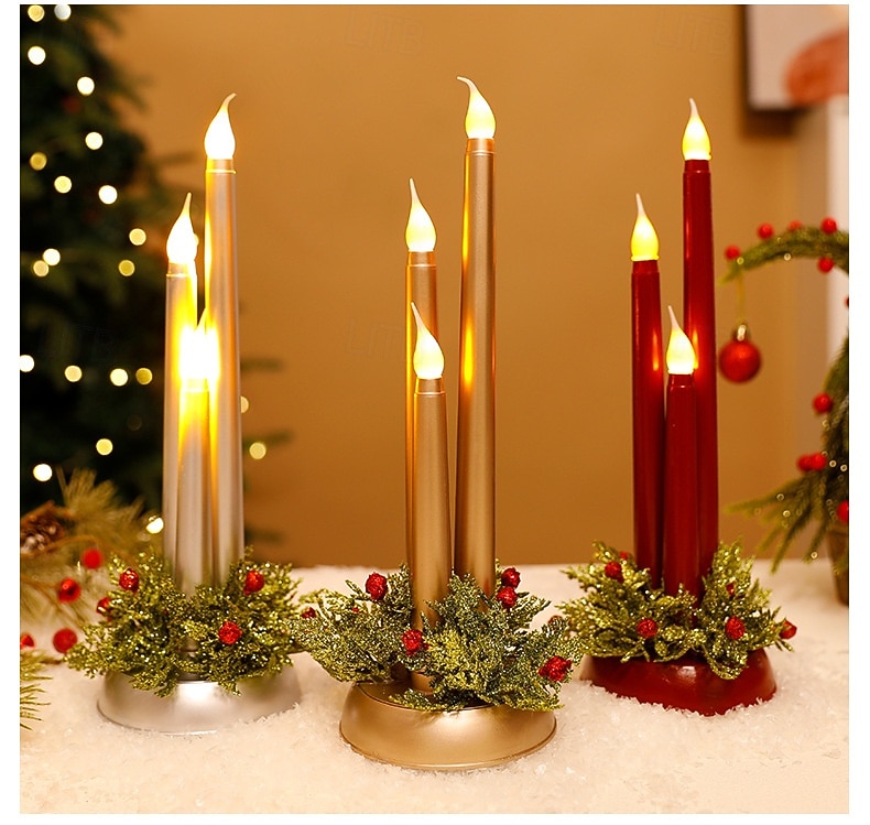 3 Pcs 30 * 10CM Christmas Halloween Valentine's Day Simulation Candlestick Candlestick LED Ornament Light Desktop Atmosphere Decorative Light Nightlight AAA Battery Box 2025 - CAD $21.99 –P4