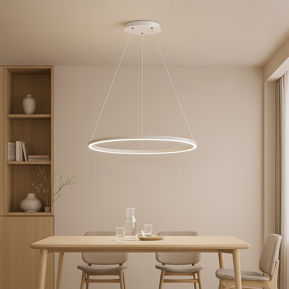 2026年 LED　ペンダント　ライト　40/60/80cm　1ライト　リングサークル　デザイン　調光可能　アルミニウム　塗装仕上げ　豪華　モダン　スタイル　ダイニングルーム　ベッドルーム　ペンダント　ランプ　110-240v　リモコン　調光可能  コレクション – CAD $235.05 –P4
