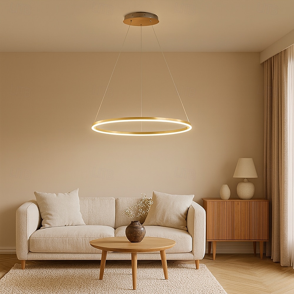 2026年 LED　ペンダント　ライト　40/60/80cm　1ライト　リングサークル　デザイン　調光可能　アルミニウム　塗装仕上げ　豪華　モダン　スタイル　ダイニングルーム　ベッドルーム　ペンダント　ランプ　110-240v　リモコン　調光可能  コレクション – CAD $235.05 –P6