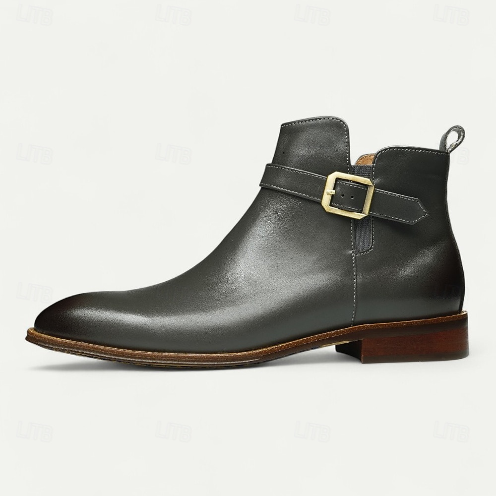 stivaletti alla caviglia da uomo con fibbia bianca, moderni stivali alla moda con cerniera laterale e cinturino per matrimoni, feste e abbigliamento casual alla moda del 2026 a $129.99 –P5