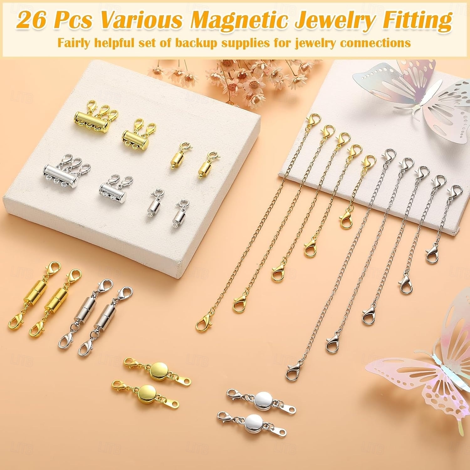 26 шт. удлинителей для ожерелий и магнитных застежек для украшений, включая 5 размеров&amp;5 видов магнитных застежек, застежки для многослойного ожерелья и удлинительная цепочка для браслета для 2025 - $19.99 –P2